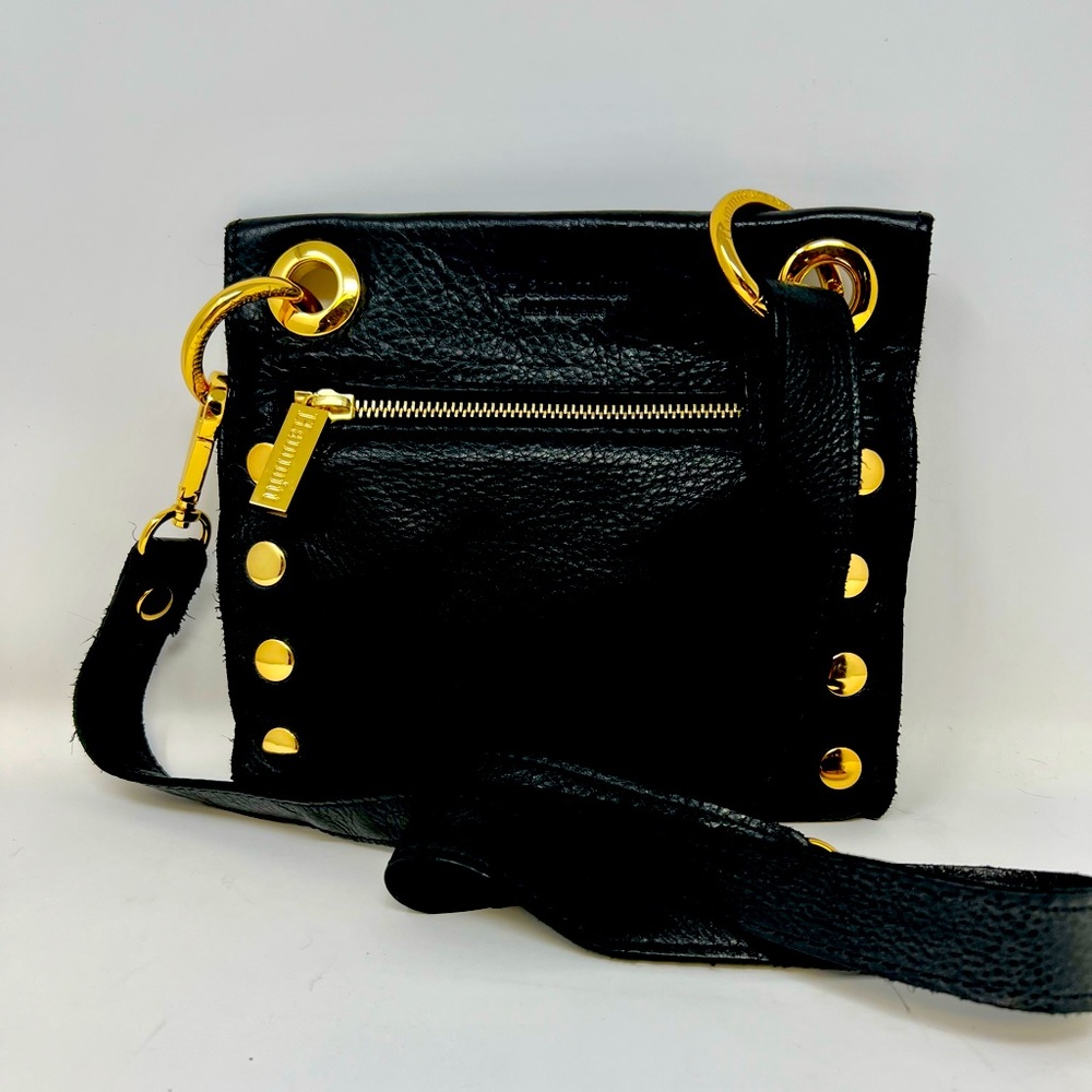Hammitt tony leather black/brushed gold zippers